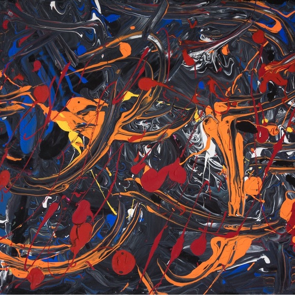 Fireworks, abstract original, medium size, wall art, original design painting - Picture 3 of 6